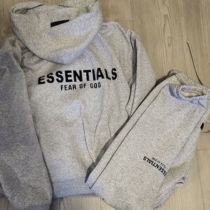 Fear of God ESSENTIALS Light Gray Hoodie & Sweatpants Set